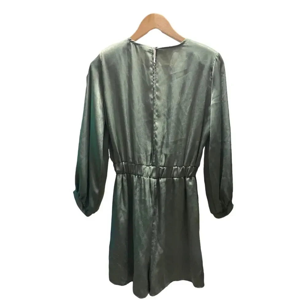 ZARA‎ SATIN playsuit Flowy 3/4 Sleeve Green Romper